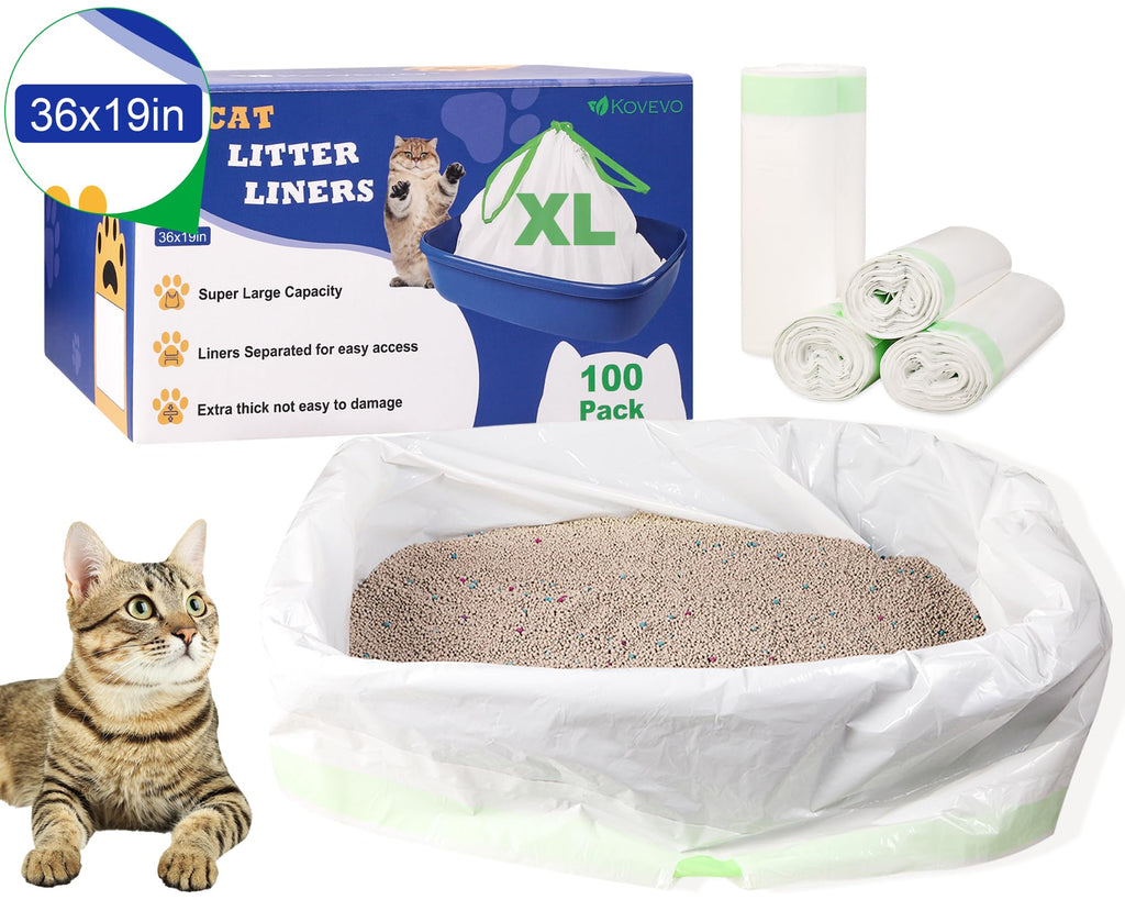 100 PCS Jumbo Cat Litter Box Liners 36"x19" W772588