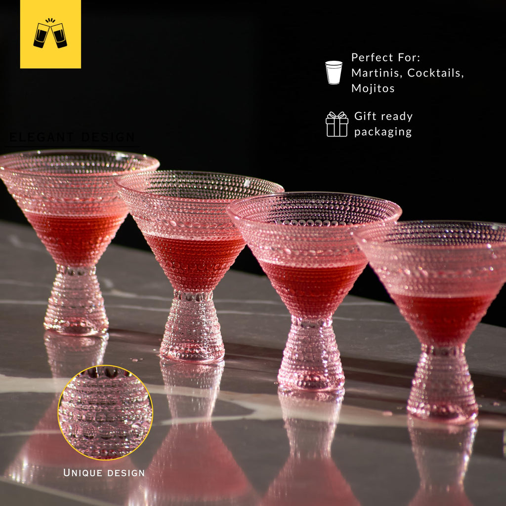 Pink & Clear 9oz Set of 6 Martini Glasses E73621