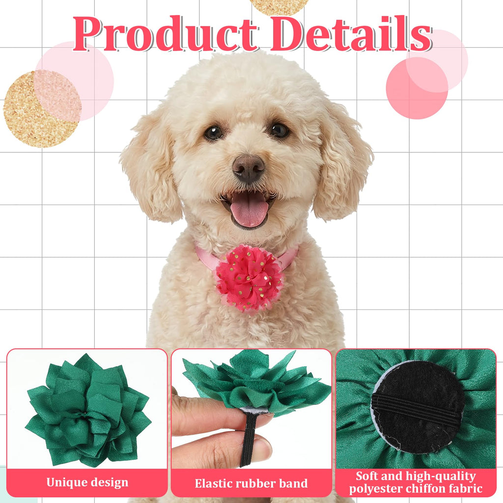 Multi Color Soft Chiffon Dog Collar Flower Bows G363925