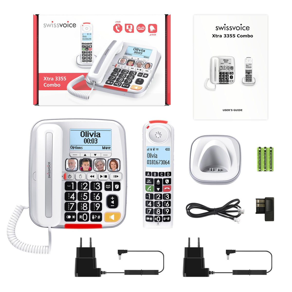 Big Button Phone with Answering Machine and Cordless Handset V663847