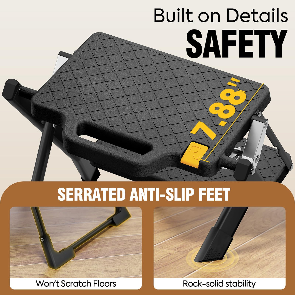 2 Step Folding Stool Ladder 330lb Cap Black Z63943