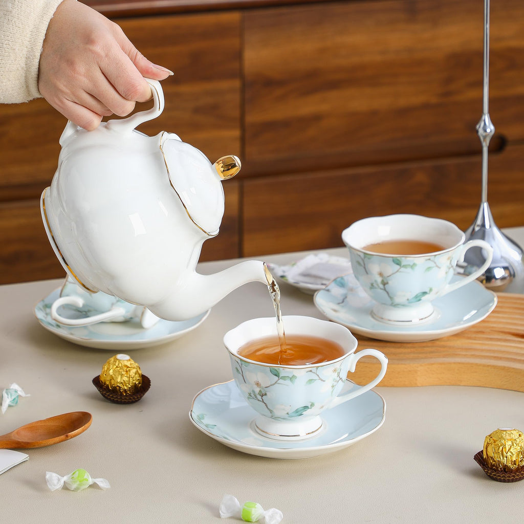 6oz Porcelain Tea Cup & Saucer Set of 6 S375003