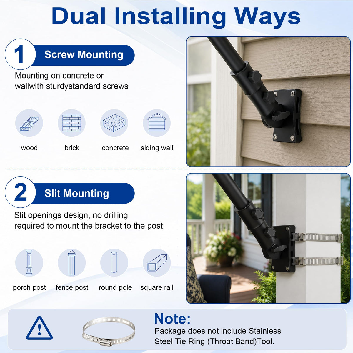Aluminum Wall and Post Mount Flag Pole Holder C238348
