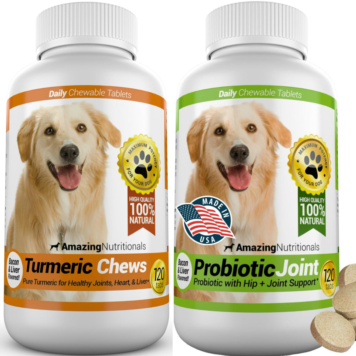 Turmeric Probiotics for Dogs Digestive Health Bundle M849