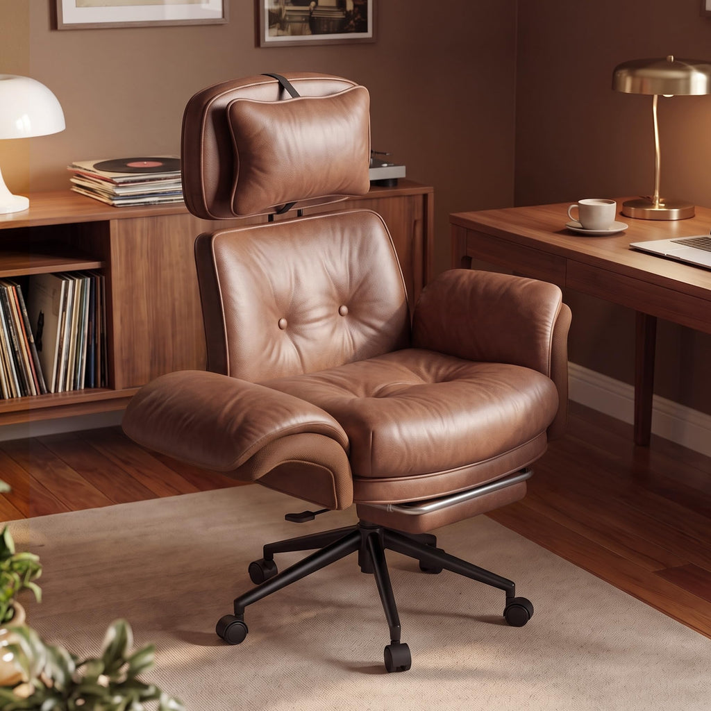 Brown Criss Cross Office Chair with Flip-Up Armrests and Headrest R743