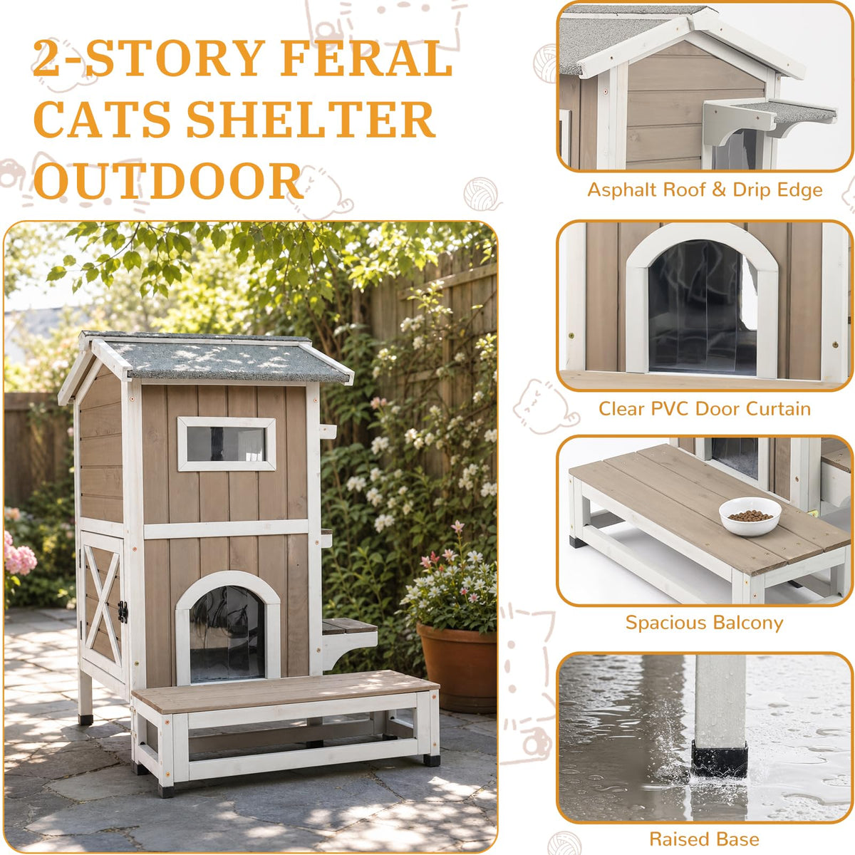 Weatherproof Wooden Outdoor Cat House Q1912