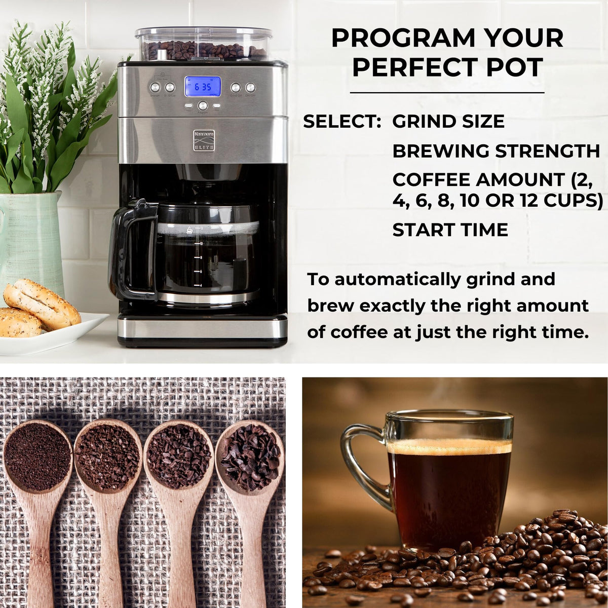 Grind and Brew 12 Cup Programmable Coffee Maker with Burr Grinder N1235