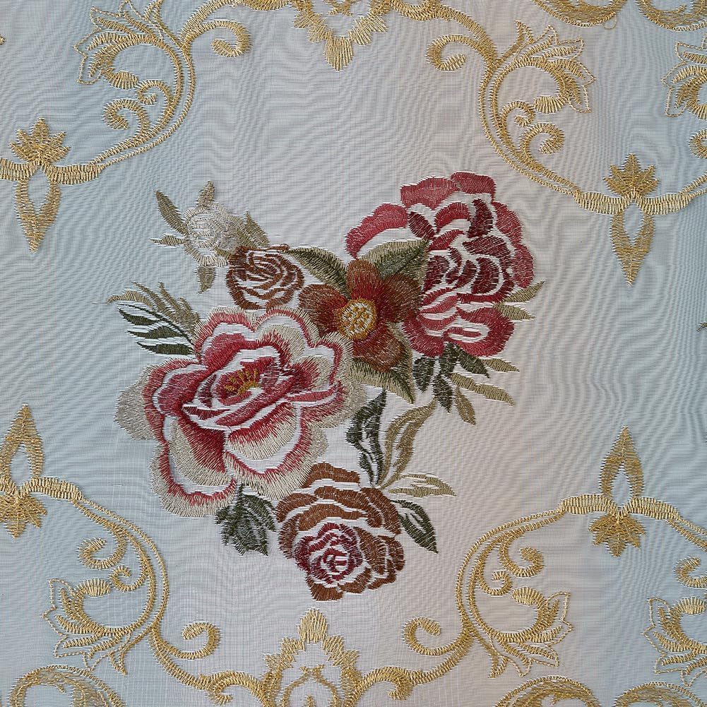 Embroidered Sheer Curtains with Floral Patterns 100"W x 84"L B237929