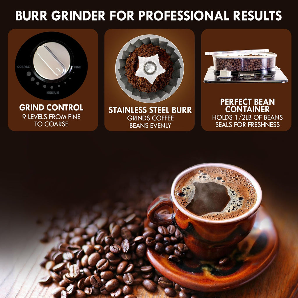 Grind and Brew 12 Cup Programmable Coffee Maker with Burr Grinder N1235