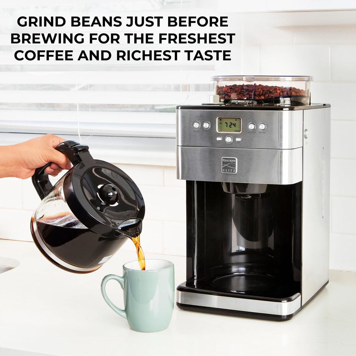 Grind and Brew 12 Cup Programmable Coffee Maker with Burr Grinder N1235