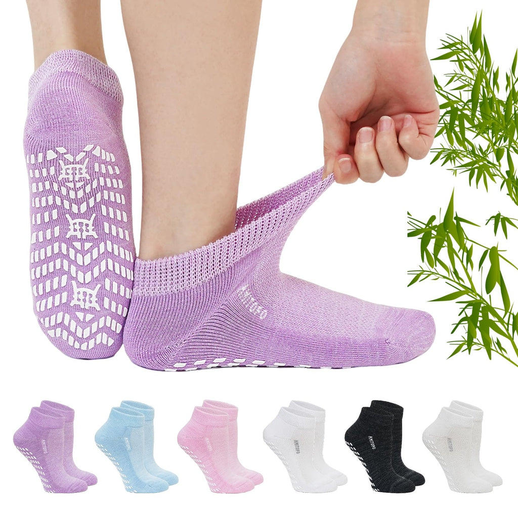 Diabetic Non-Slip Wide Cuff Bamboo Viscose Ankle Socks 6 pairs S439279