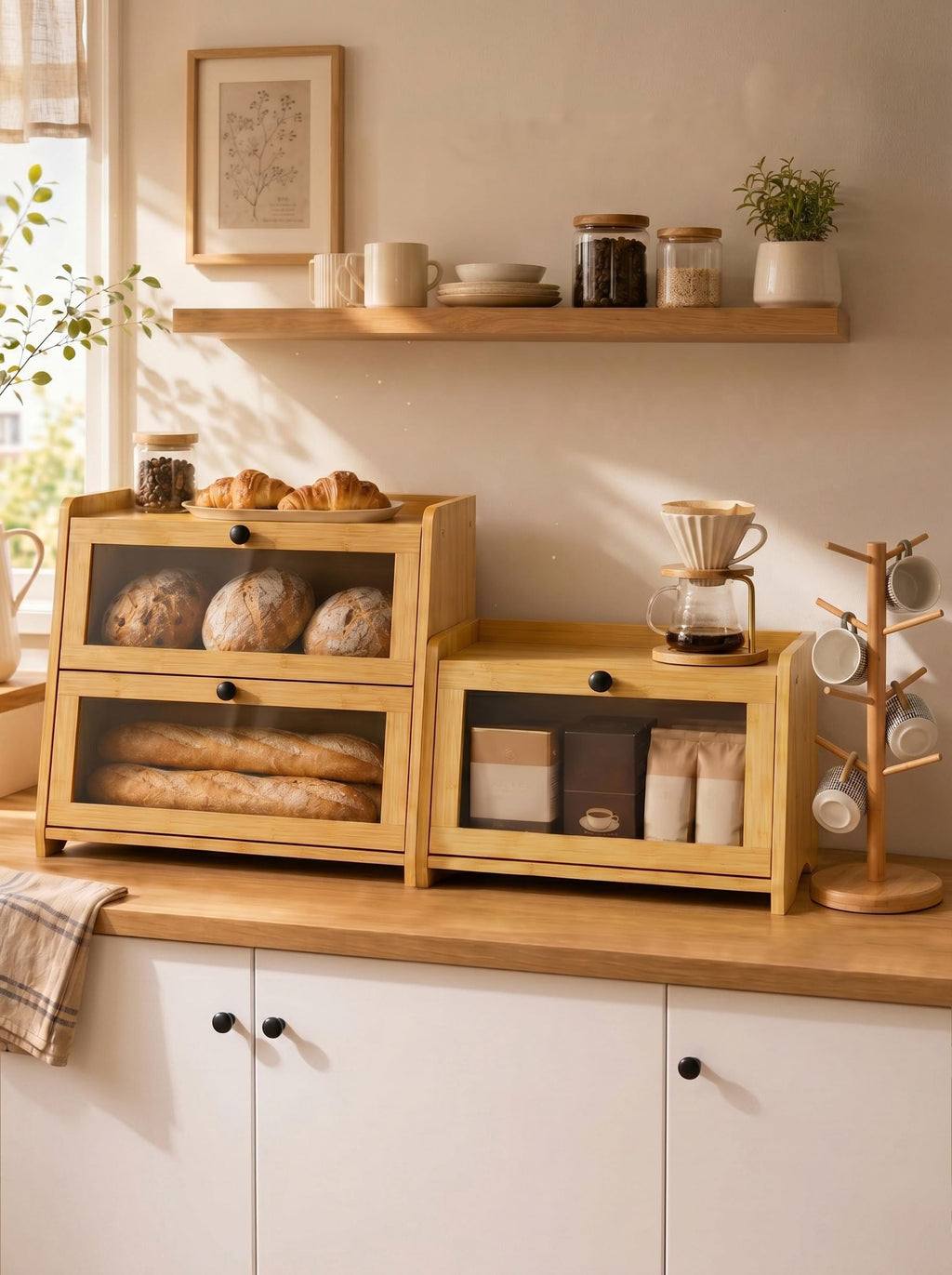 Bread Box with Top Shelf, 1 Tier Z136