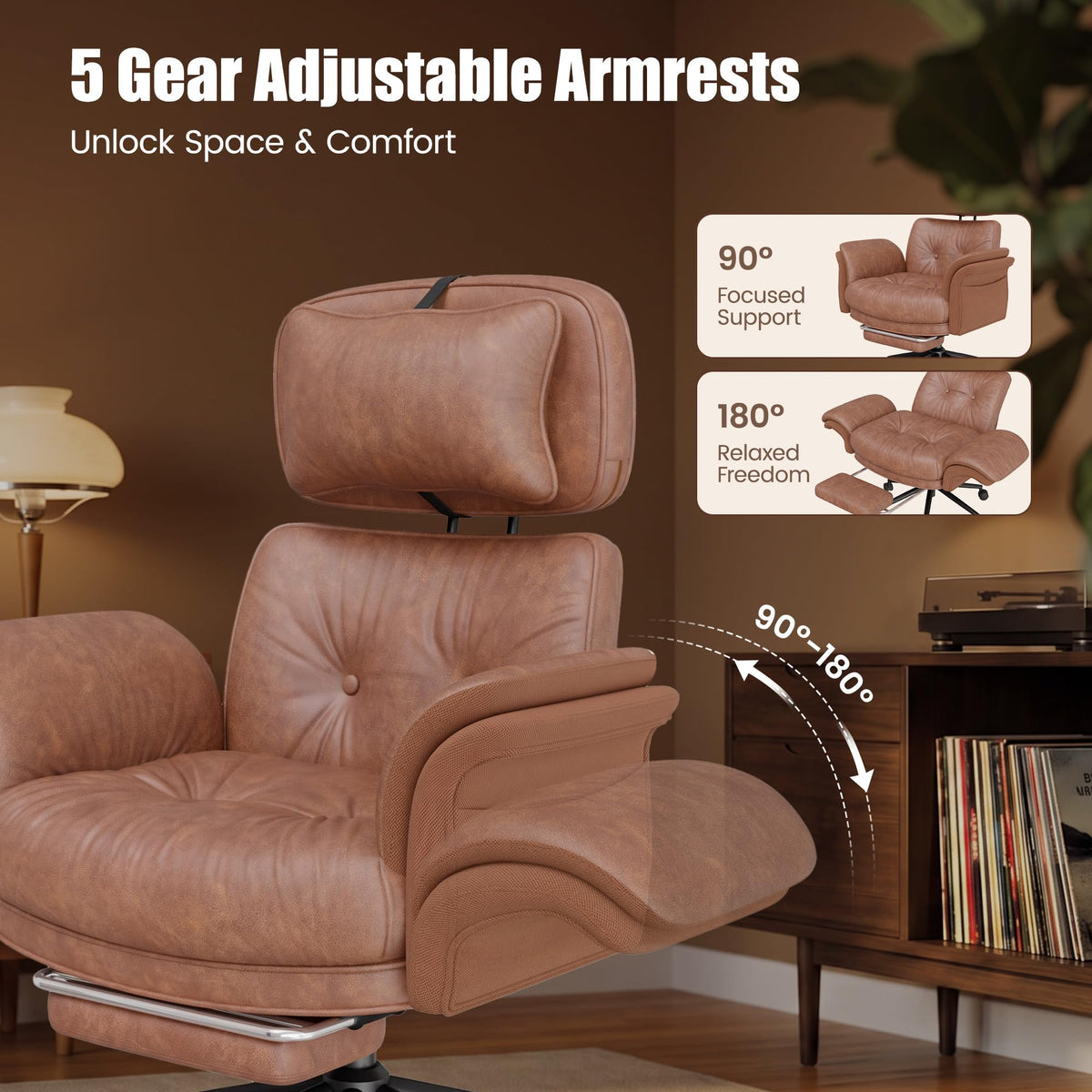 Brown Criss Cross Office Chair with Flip-Up Armrests and Headrest R743