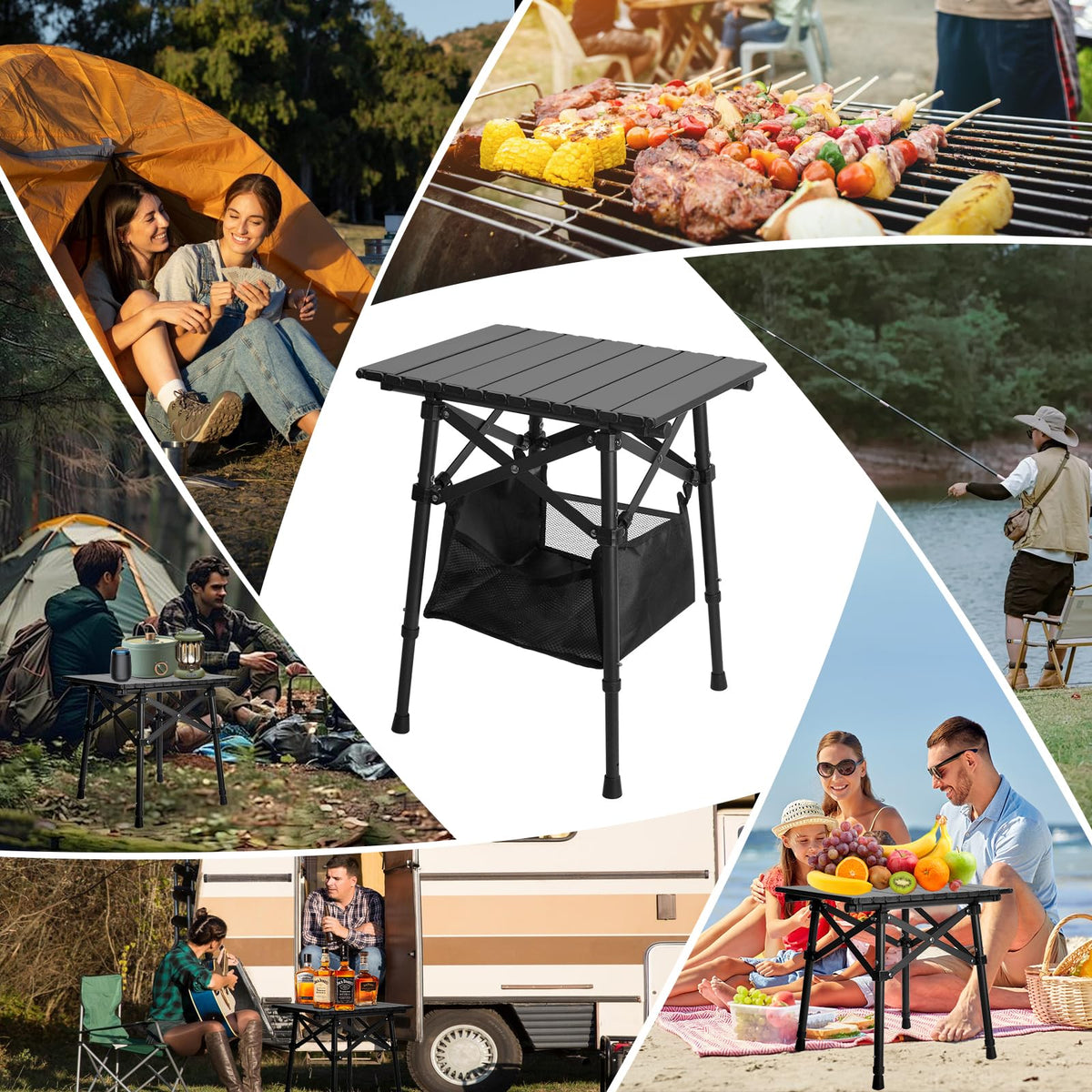 Folding Camping Side Table, Adjustable Height C544287