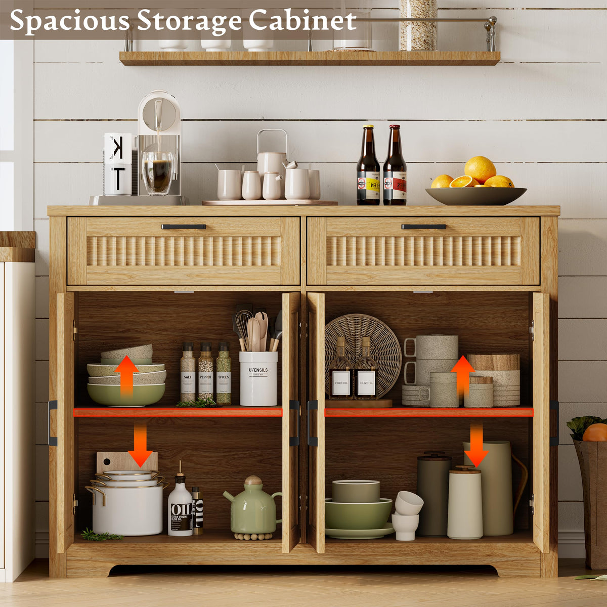 Fluted Buffet Sideboard Cabinet with Drawers S29758