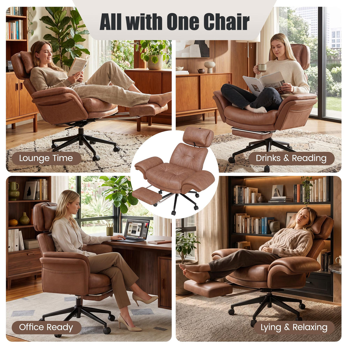 Brown Criss Cross Office Chair with Flip-Up Armrests and Headrest R743