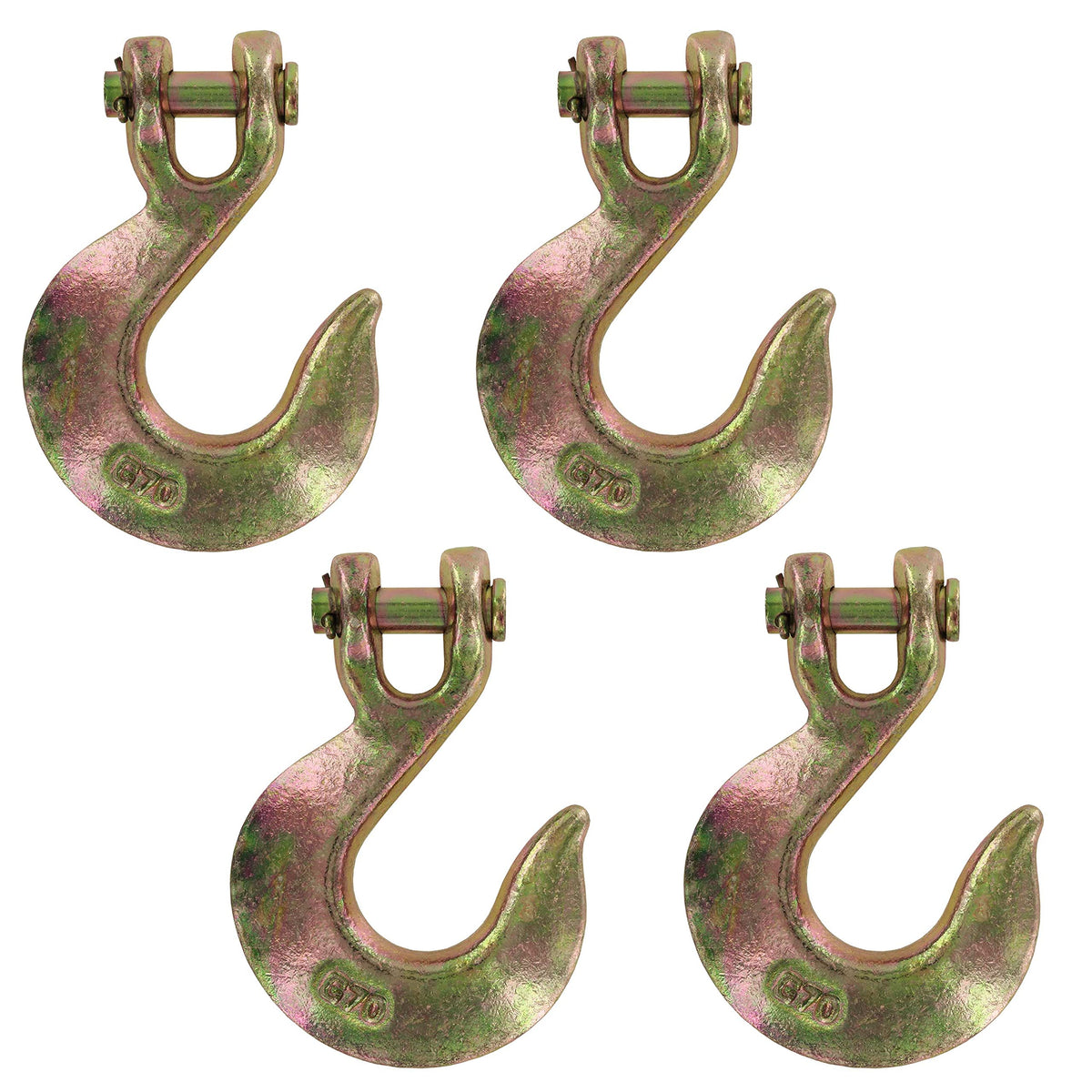 3/8 Inch Clevis Slip Hooks 4-Pack Grade 70 Yellow Zinc Chromate L25447
