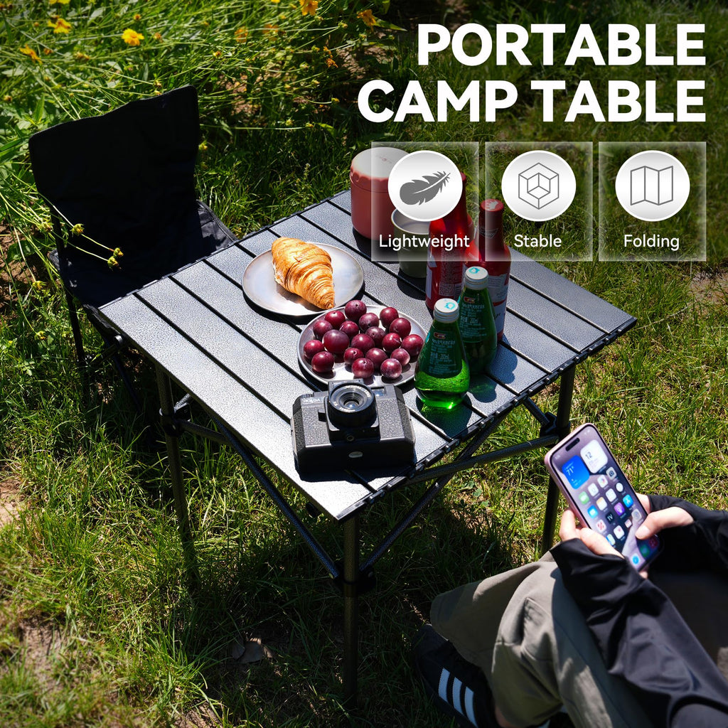 Portable Folding Aluminum Camping Table with Carry Bag W988