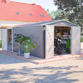 10x14 FT Waterproof Metal Storage Shed with 3 Lockable Doors G39628