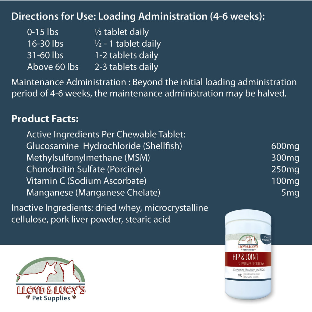 Chewable Hip and Joint Supplement for Dogs 180 Ct Tablets Y670037