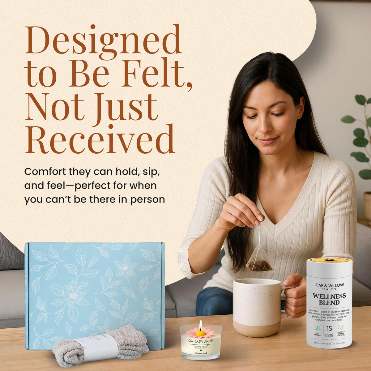 Ceramic Mug Socks Candle Tea Gift Set J163707