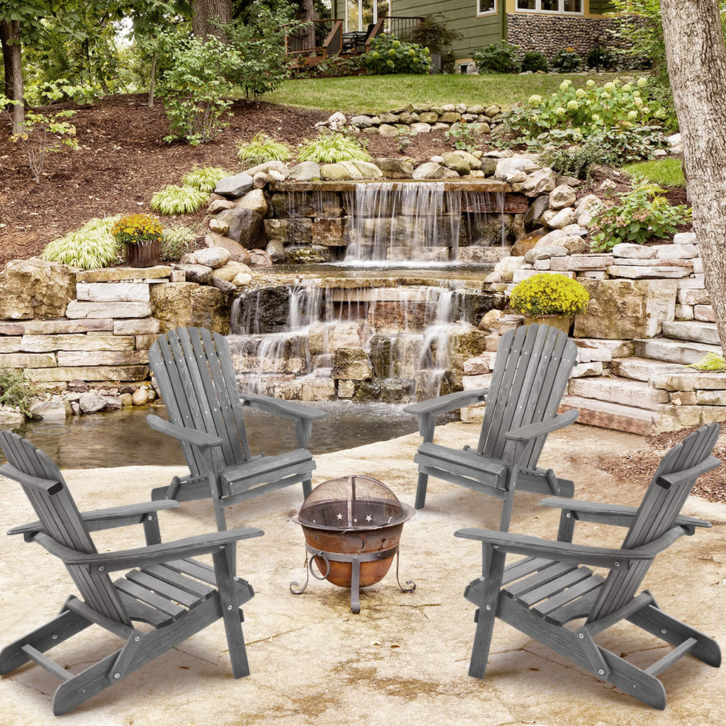 Solid Cedar Wood Adirondack Chairs Set of 2 T2636