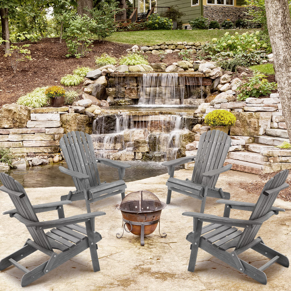 Solid Cedar Wood Adirondack Chairs Set of 2 T2636