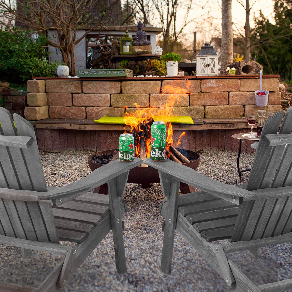 Solid Cedar Wood Adirondack Chairs Set of 2 T2636